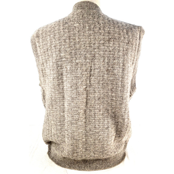Vintage Orvis 100% Wool Sweater Vest Men's L Made in USA Beige Knit 80s 90s - Picture 6 of 10